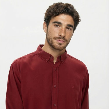  Nautica Erkek Bordo Classic Fit Gömlek