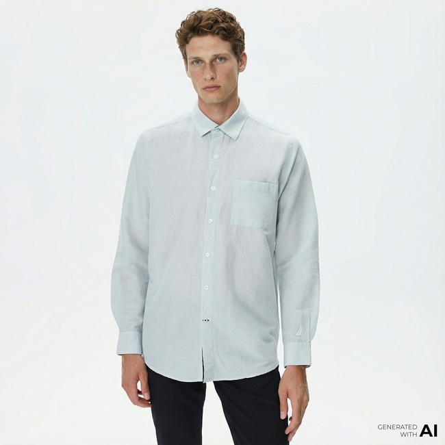  Nautica Erkek Mavi Classic Fit Gömlek