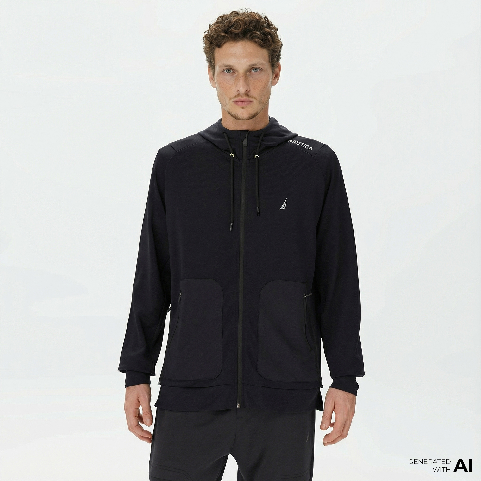  Nautica Erkek Siyah Standart Fit Kapüşonlu Sweatshirt