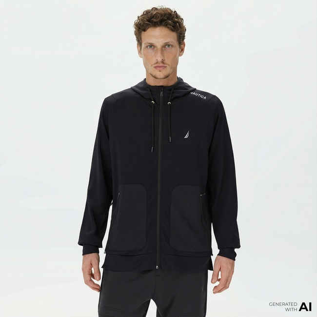  Nautica Erkek Siyah Standart Fit Kapüşonlu Sweatshirt