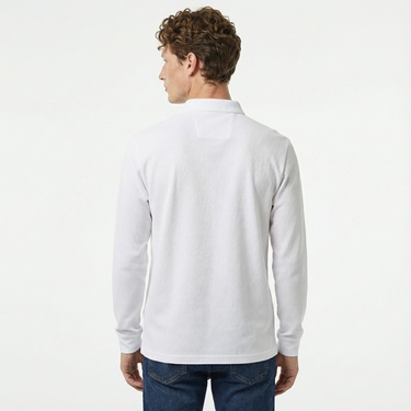  Nautica Erkek Beyaz Slim Fit Uzun Kollu Polo Yaka T-Shirt