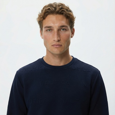 Nautica Erkek Lacivert Standart Fit Jakarlı Sweatshirt