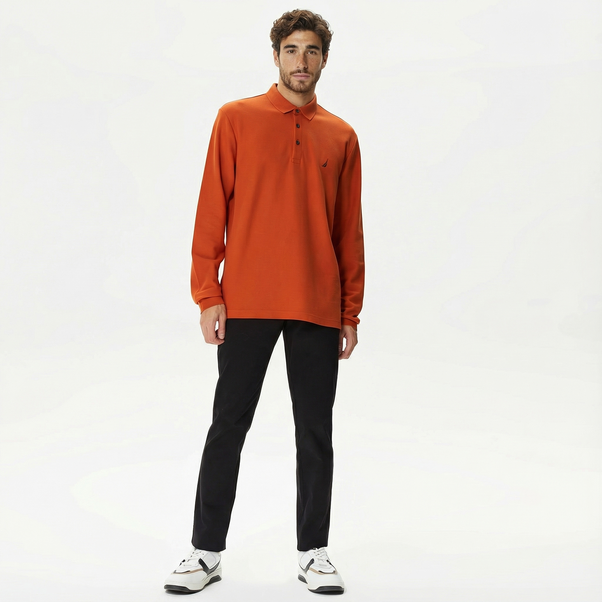 Nautica Erkek Turuncu Classic Fit Uzun Kollu Polo Yaka T-Shirt