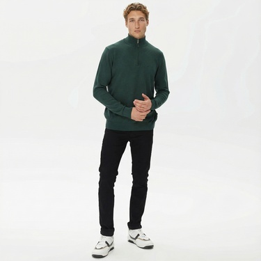  Nautica Erkek Yeşil Standart Fit Dik Yakalı Kazak