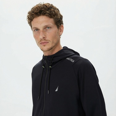  Nautica Erkek Siyah Standart Fit Kapüşonlu Sweatshirt