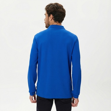  Nautica Erkek Mavi Classic Fit Uzun Kollu Polo Yaka T-Shirt