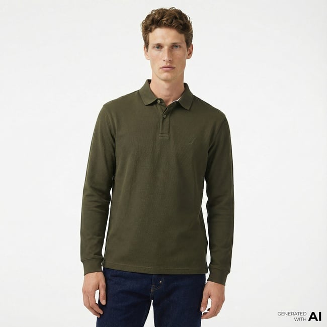  Nautica Erkek Yeşil Slim Fit Uzun Kollu Polo Yaka T-Shirt