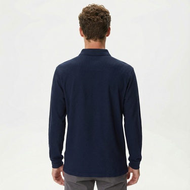  Nautica Erkek Lacivert Slim Fit Uzun Kollu Polo Yaka T-Shirt