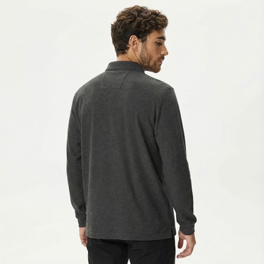  Nautica Erkek Gri Classic Fit Uzun Kollu Polo Yaka T-Shirt