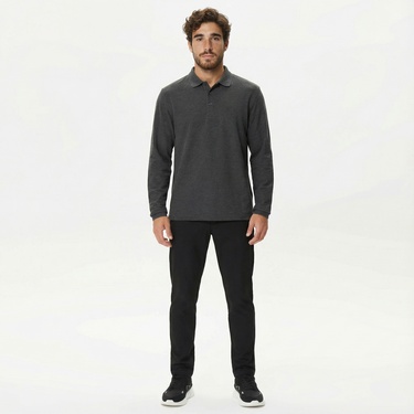  Nautica Erkek Gri Classic Fit Uzun Kollu Polo Yaka T-Shirt