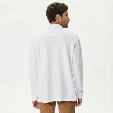  Nautica Erkek Beyaz Classic Fit Uzun Kollu Polo Yaka T-Shirt