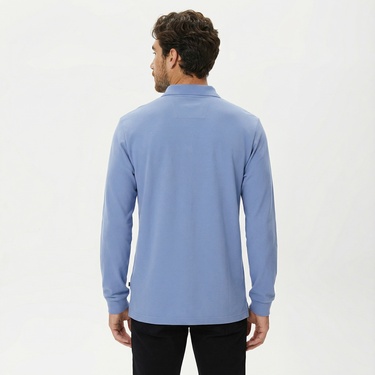  Nautica Erkek Mavi Classic Fit Uzun Kollu Polo Yaka T-Shirt