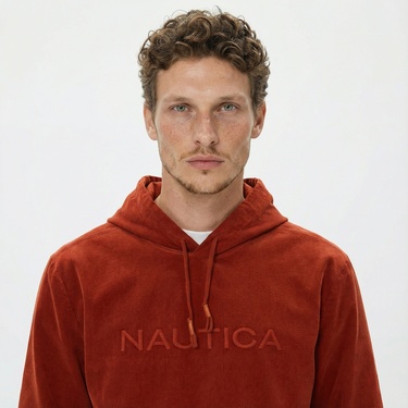  Nautica Erkek Turuncu Standart Fit Kapüşonlu Sweatshirt