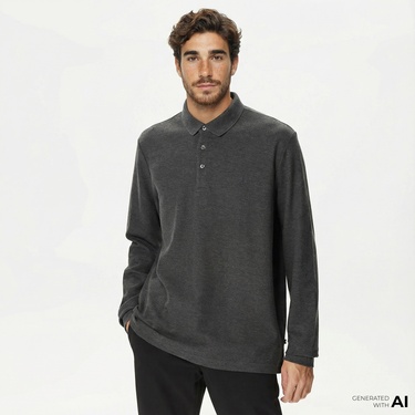  Nautica Erkek Gri Classic Fit Uzun Kollu Polo Yaka T-Shirt