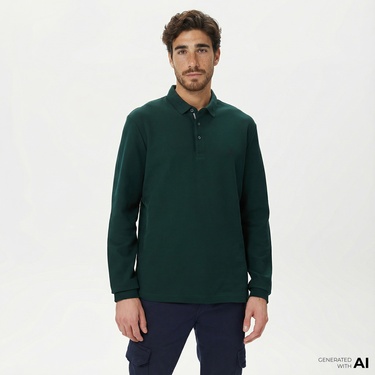  Nautica Erkek Yeşil Classic Fit Uzun Kollu Polo Yaka T-Shirt