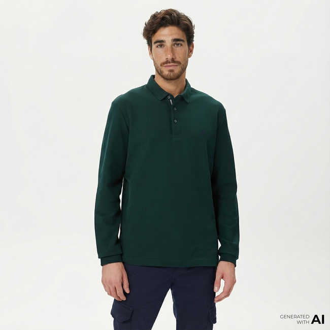  Nautica Erkek Yeşil Classic Fit Uzun Kollu Polo Yaka T-Shirt