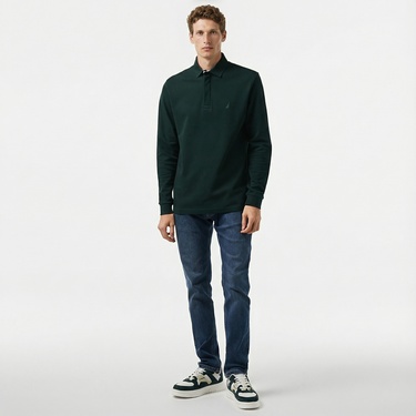  Nautica Erkek Yeşil Slim Fit Uzun Kollu Polo Yaka T-Shirt