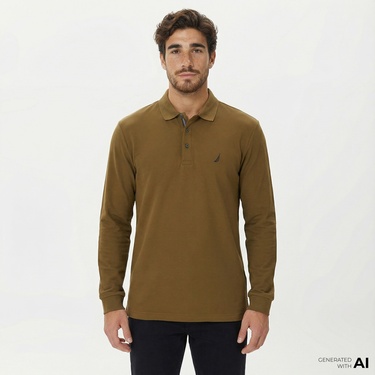  Nautica Erkek Yeşil Classic Fit Uzun Kollu Polo Yaka T-Shirt