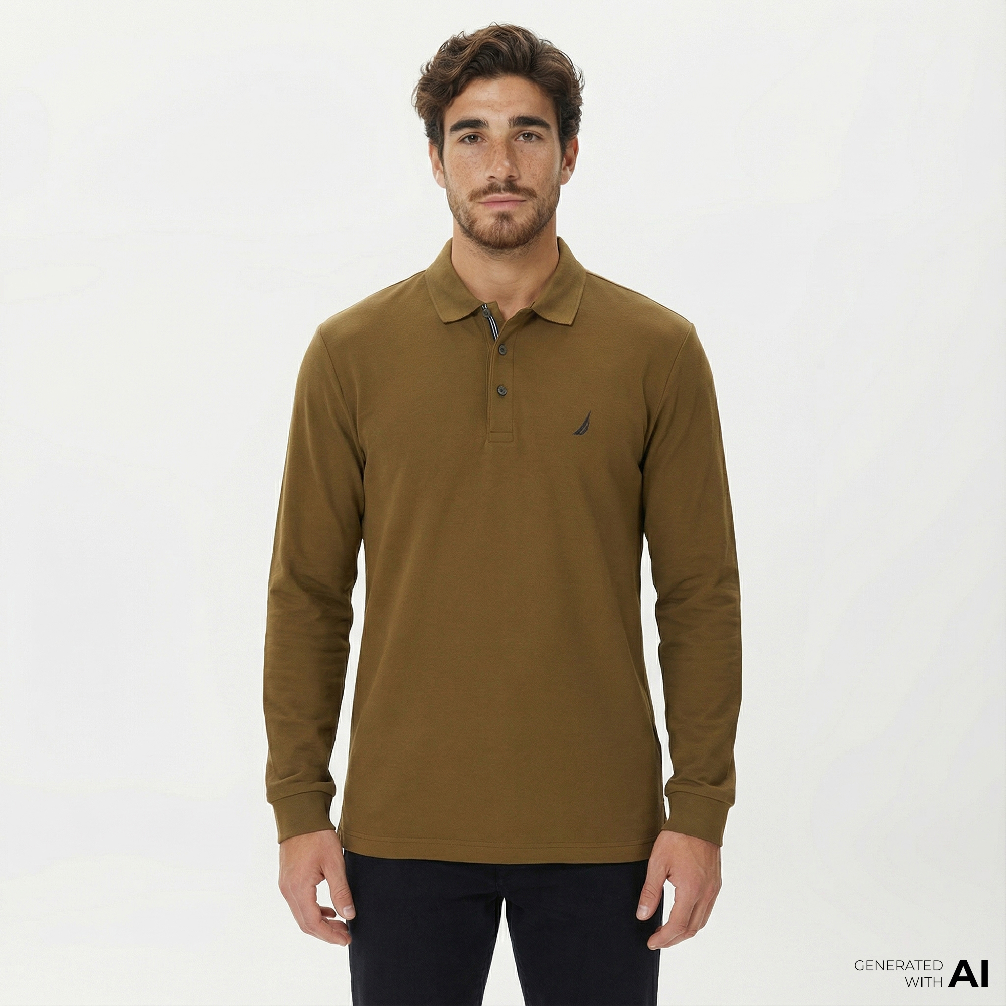  Nautica Erkek Yeşil Classic Fit Uzun Kollu Polo Yaka T-Shirt