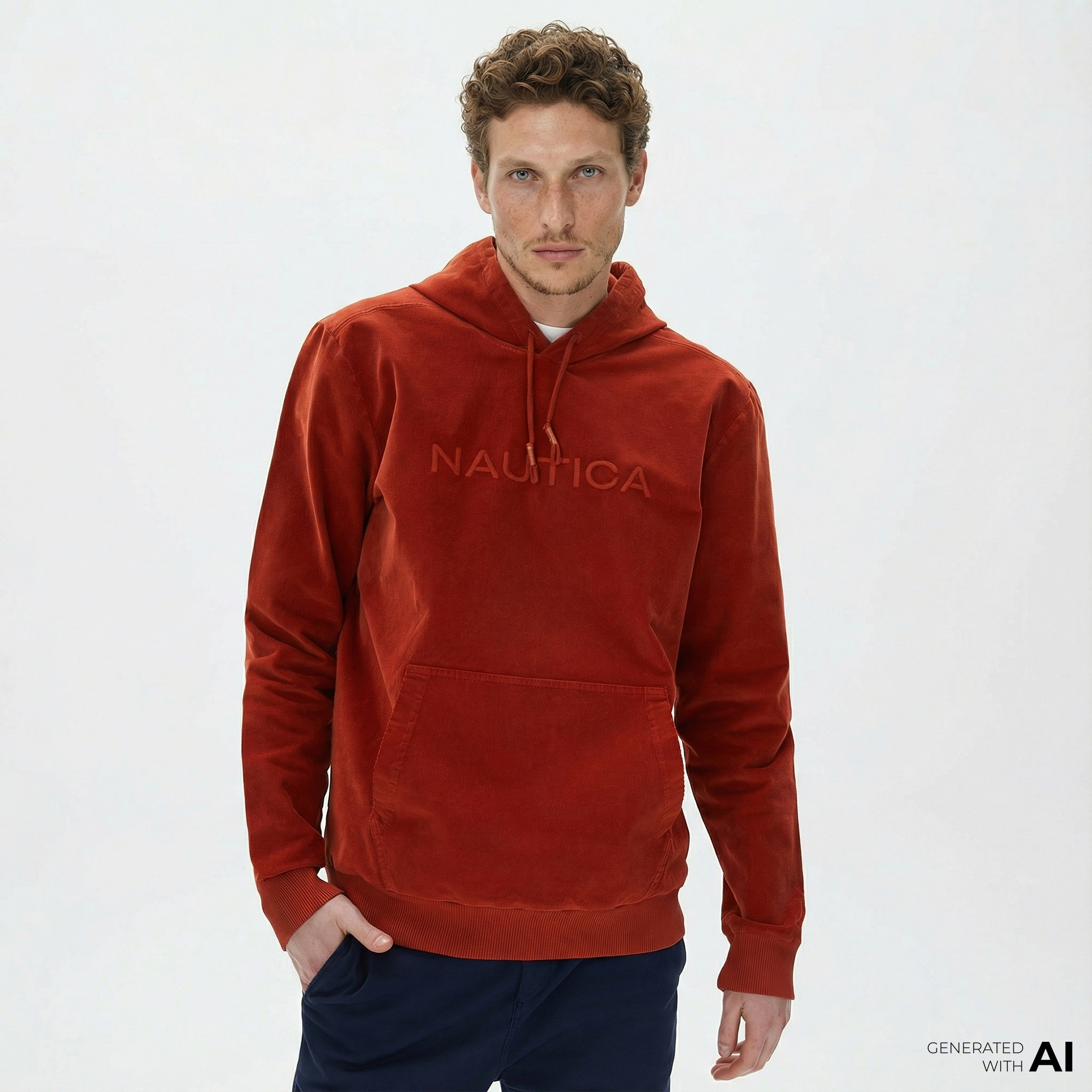  Nautica Erkek Turuncu Standart Fit Kapüşonlu Sweatshirt