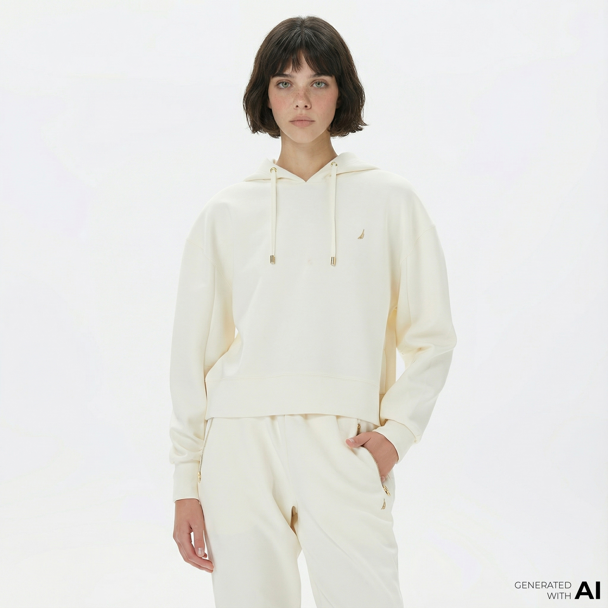  Nautica Kadın Beyaz Relaxed Fit Kapüşonlu Hoodie