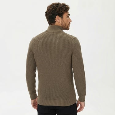  Nautica Erkek Yeşil Standart Fit Dik Yakalı Kazak