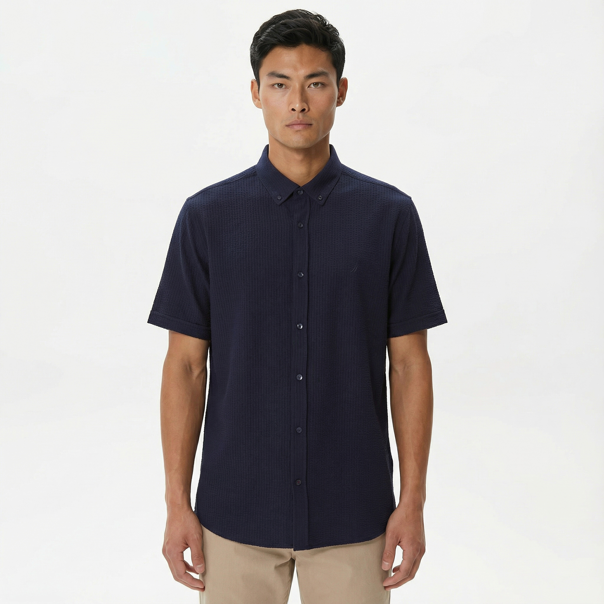  Nautica Erkek Lacivert Classic Fit Kısa Kollu Gömlek