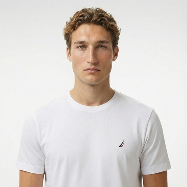  Nautica Erkek Beyaz Standart Fit T-Shirt