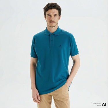  Nautica Erkek Mavi Classic Fit Kısa Kollu Polo Yaka T-Shirt
