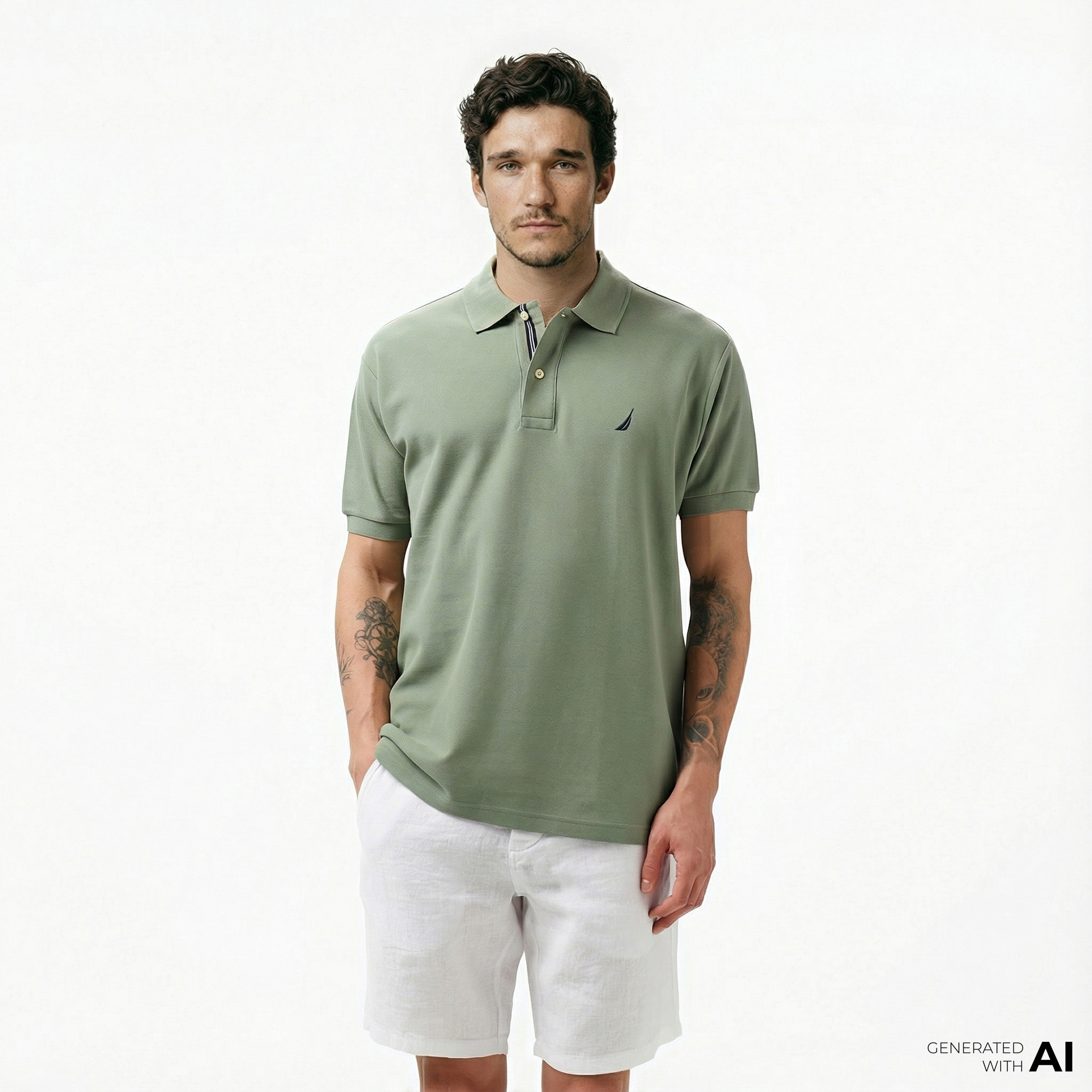  Nautica Erkek Yeşil Classic Fit Kısa Kollu Polo Yaka T-Shirt