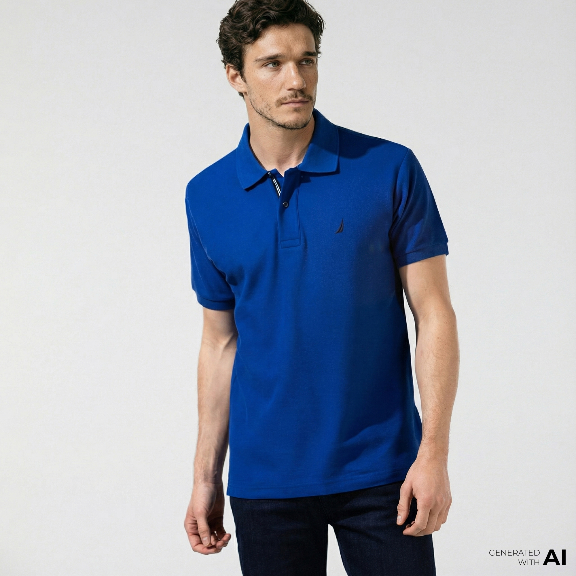  Nautica Erkek Classic Fit Mavi Kısa Kollu Polo Yaka T-Shirt