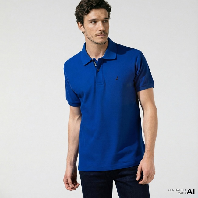  Nautica Erkek Classic Fit Mavi Kısa Kollu Polo Yaka T-Shirt