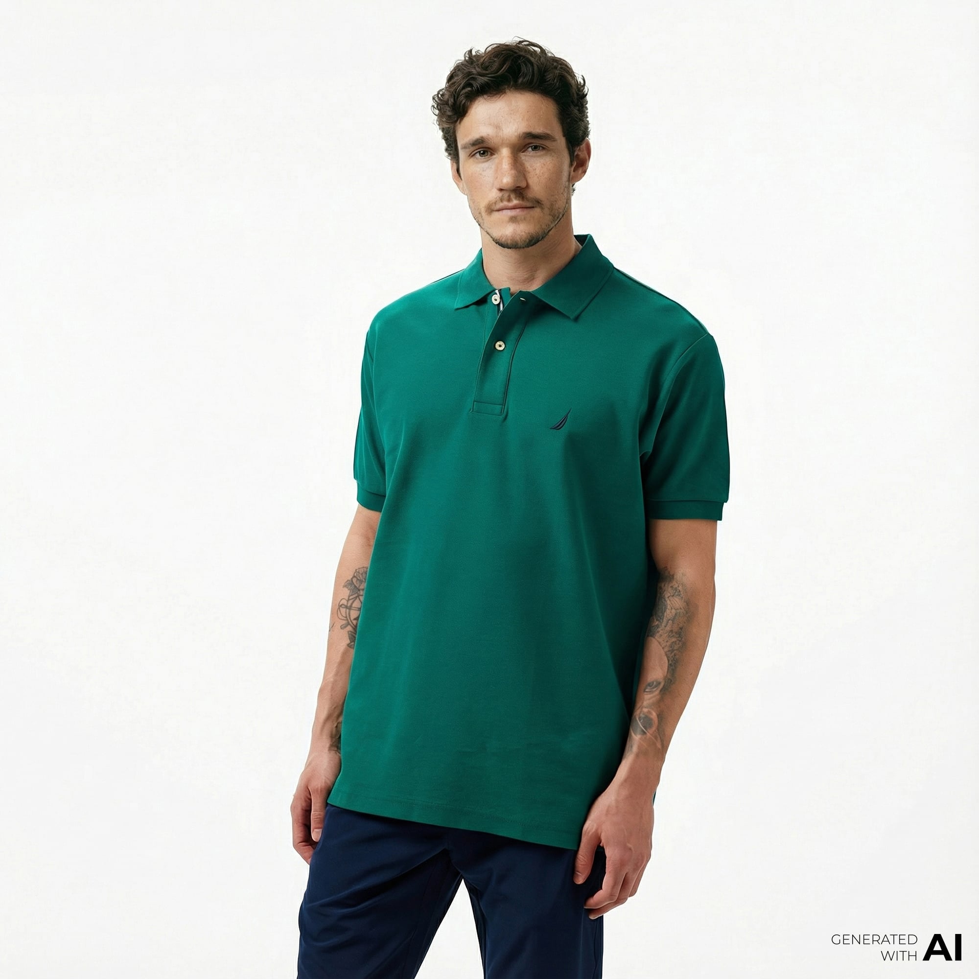  Nautica Erkek Yeşil Classic Fit Kısa Kollu Polo Yaka T-Shirt