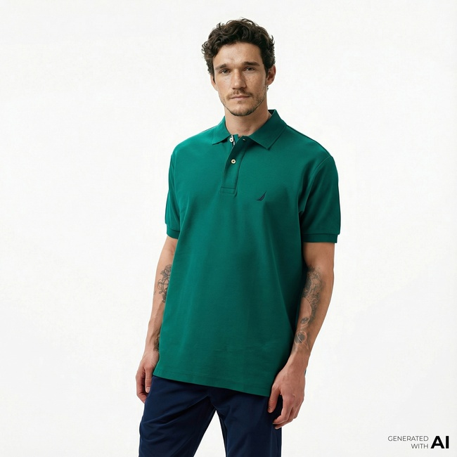  Nautica Erkek Yeşil Classic Fit Kısa Kollu Polo Yaka T-Shirt