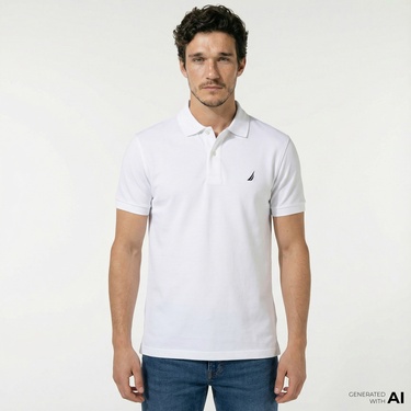  Nautica Erkek Classic Fit Beyaz Kısa Kollu Polo Yaka T-Shirt