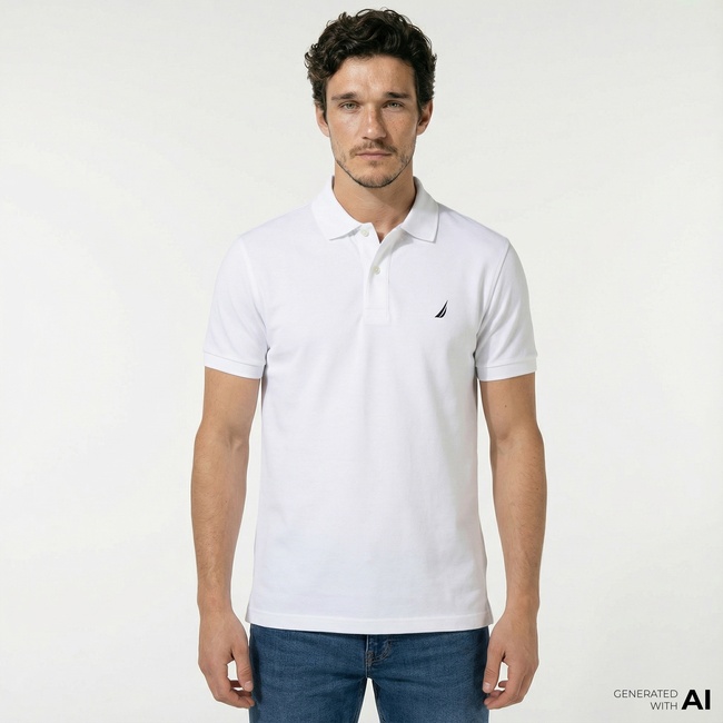  Nautica Erkek Classic Fit Beyaz Kısa Kollu Polo Yaka T-Shirt