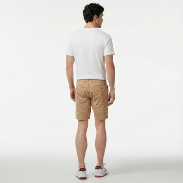  Nautica Erkek Bej Slim Fit Baskılı Bermuda