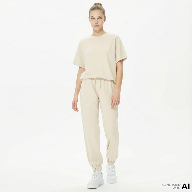  Nautica Kadın Bej Oversize Eşofman Altı