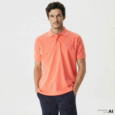  Nautica Erkek Turuncu Classic Fit Kısa Kollu Polo Yaka T-Shirt