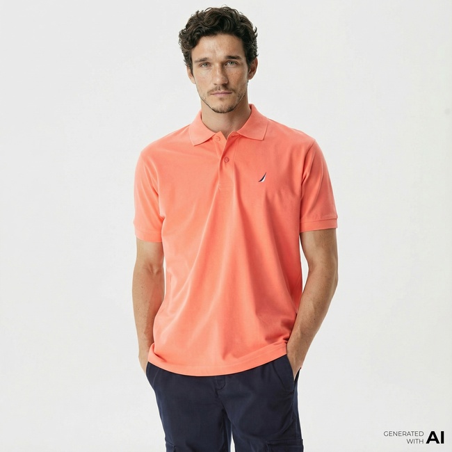  Nautica Erkek Turuncu Classic Fit Kısa Kollu Polo Yaka T-Shirt