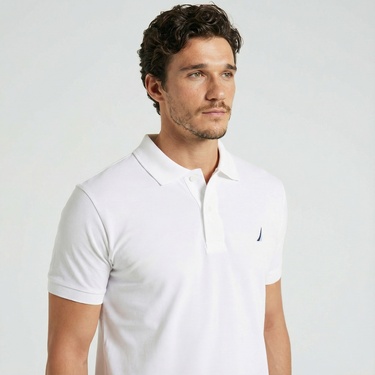  Nautica Erkek Beyaz Classic Fit Kısa Kollu Polo Yaka T-Shirt