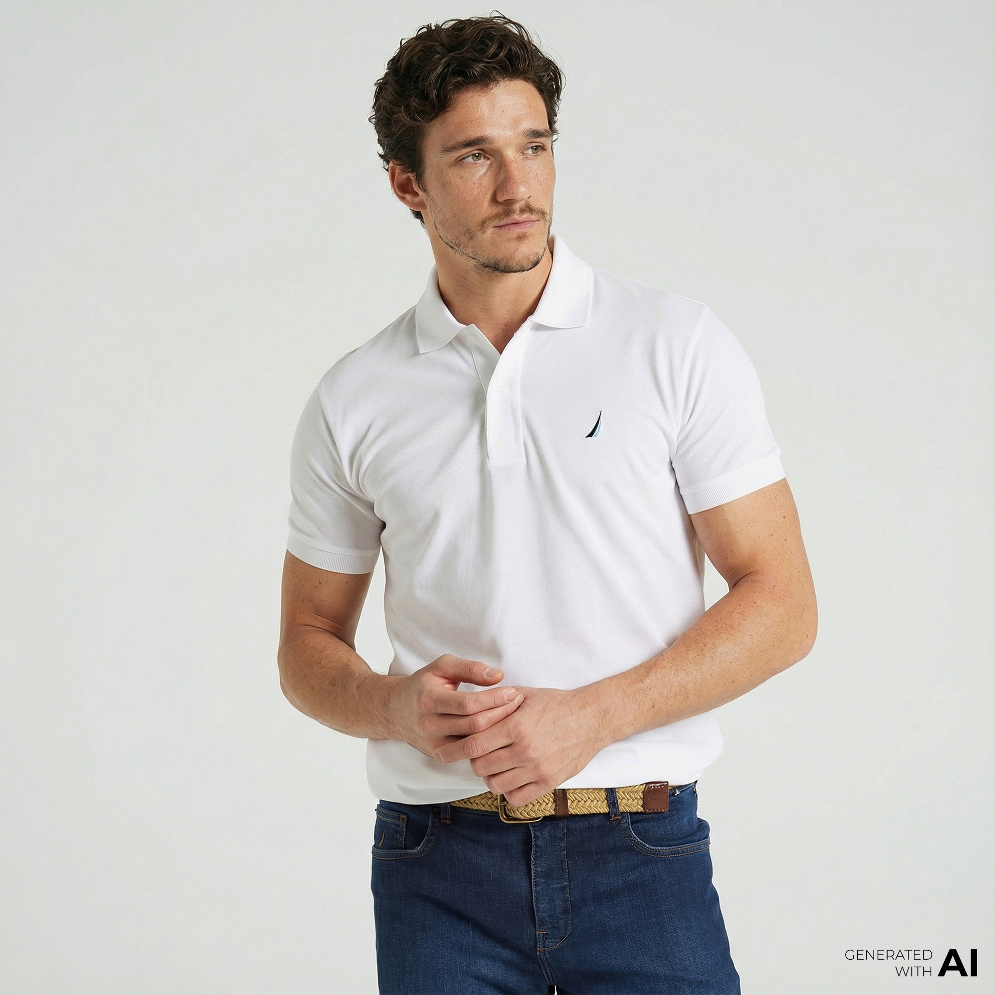  Nautica Erkek Beyaz Classic Fit Kısa Kollu Polo Yaka T-Shirt
