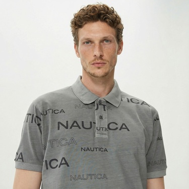  Nautica Erkek Gri Kısa Kollu Polo Yaka T-Shirt