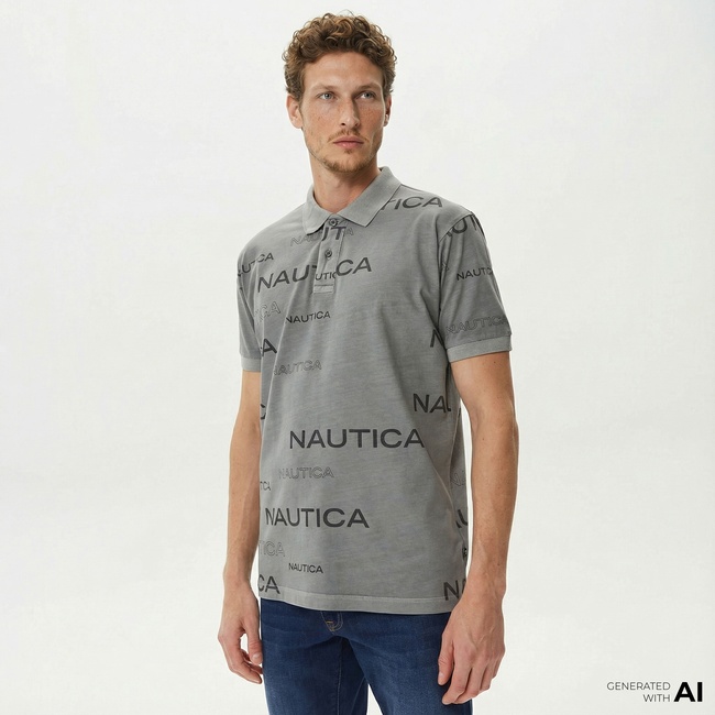 Nautica Erkek Gri Kısa Kollu Polo Yaka T-Shirt