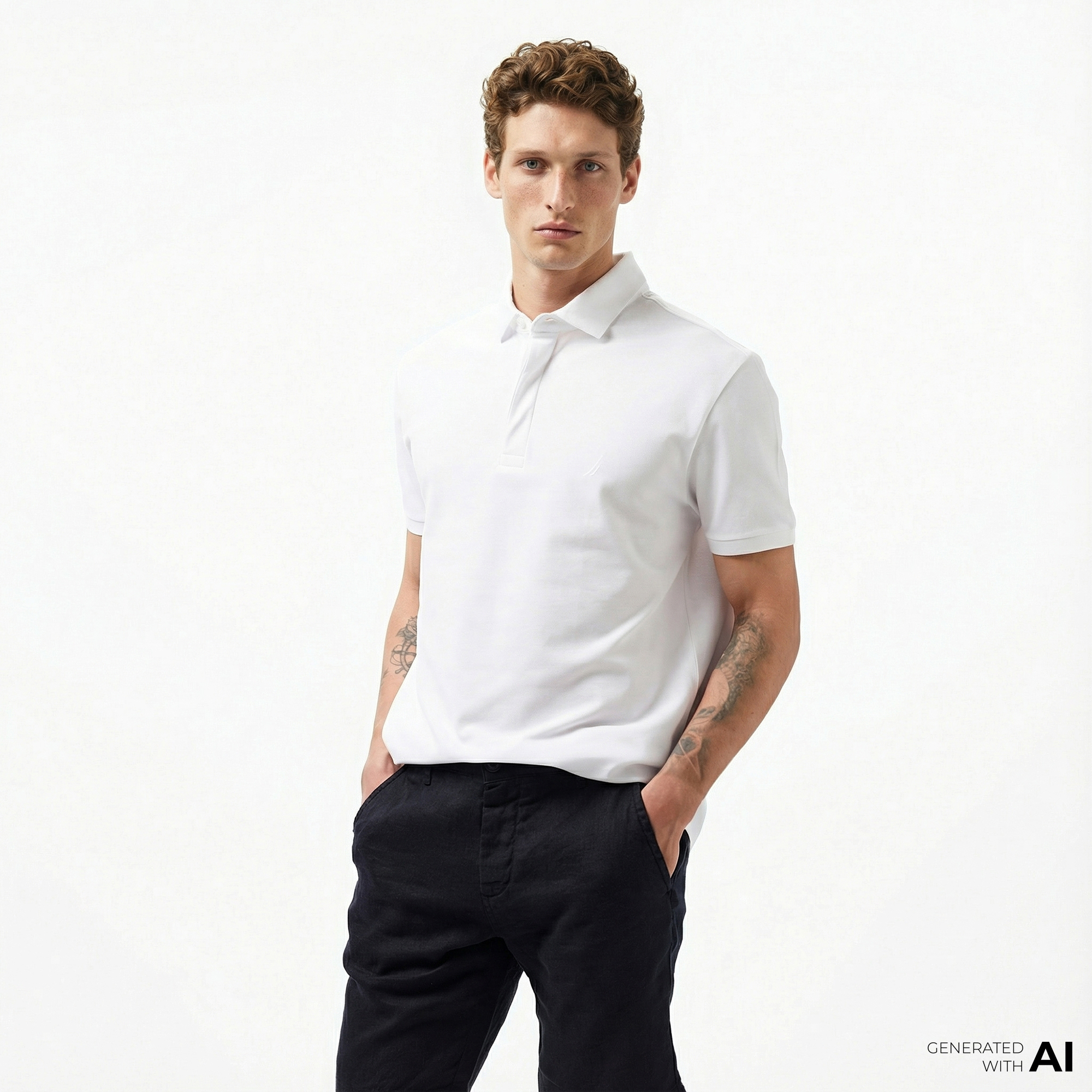  Nautica Erkek Beyaz Slim Fit Kısa Kollu Polo Yaka T-Shirt