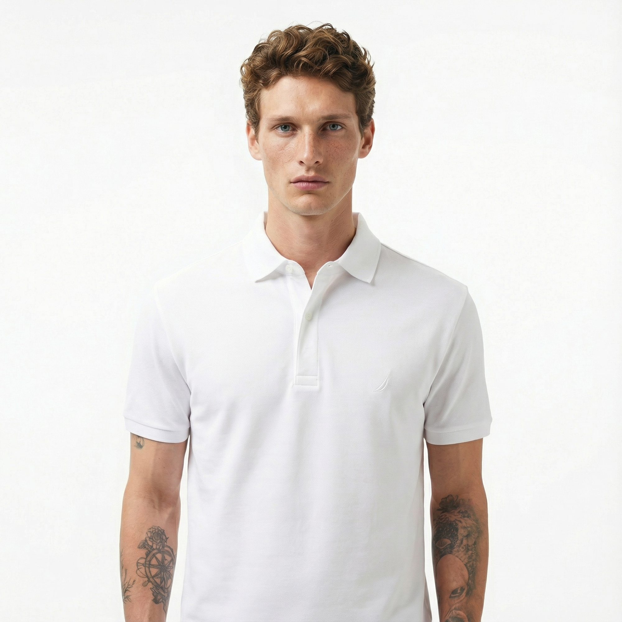 Nautica Erkek Beyaz Slim Fit Kısa Kollu Polo Yaka T-Shirt