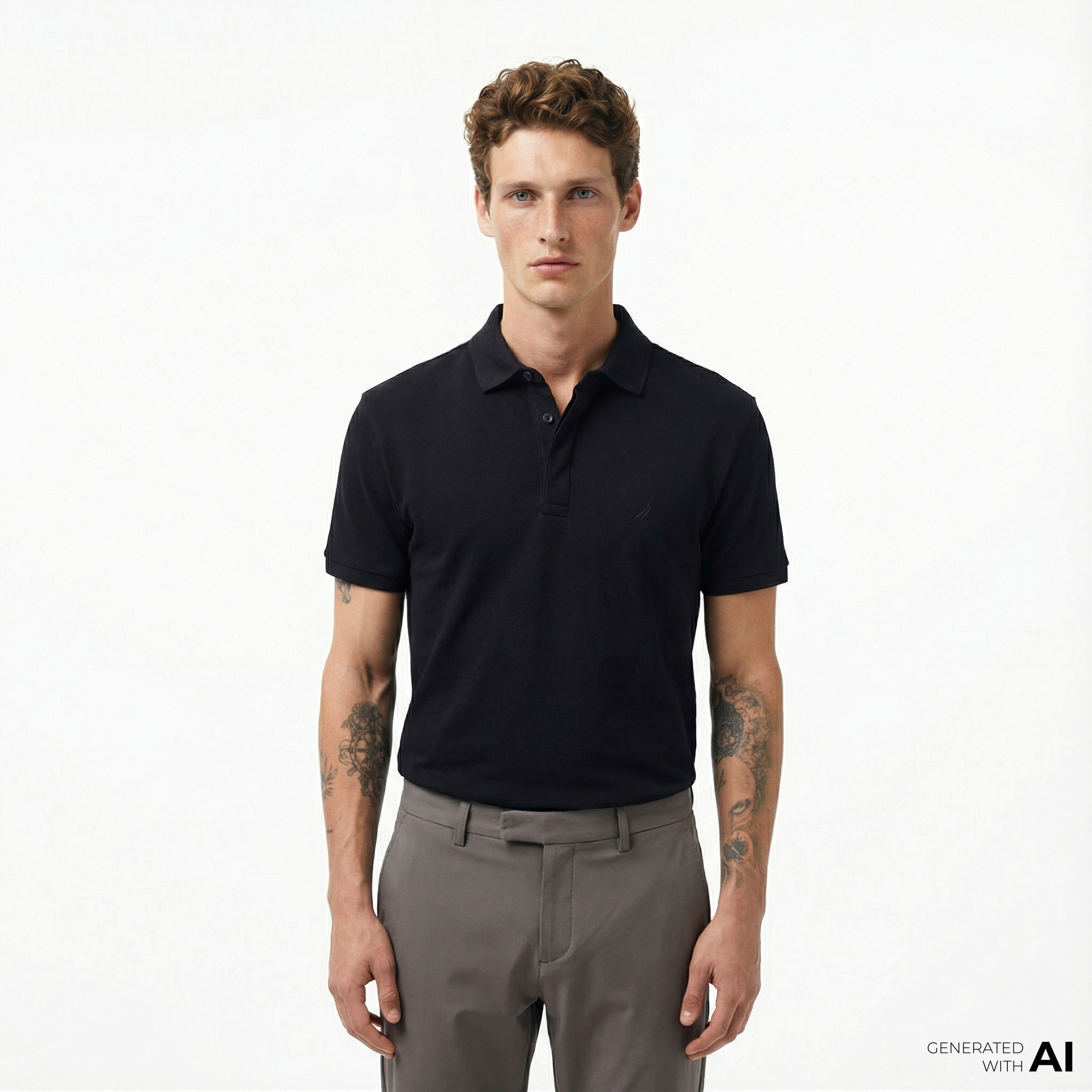  Nautica Erkek Siyah Slim Fit Kısa Kollu Polo Yaka T-Shirt