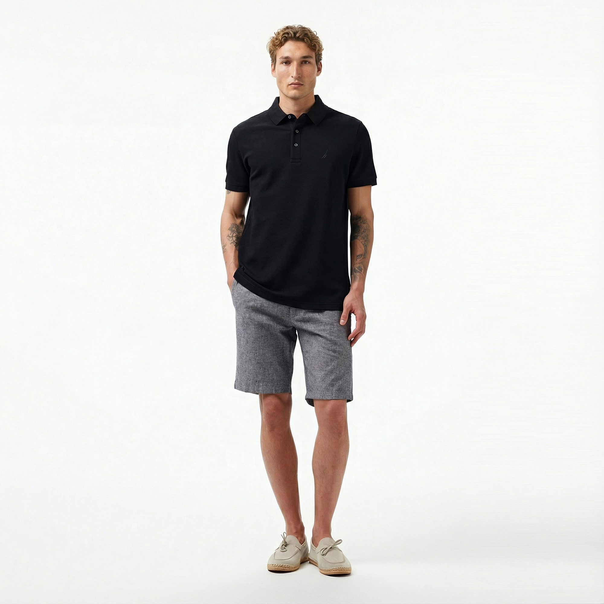  Nautica Erkek Siyah Slim Fit Kısa Kollu Polo Yaka T-Shirt