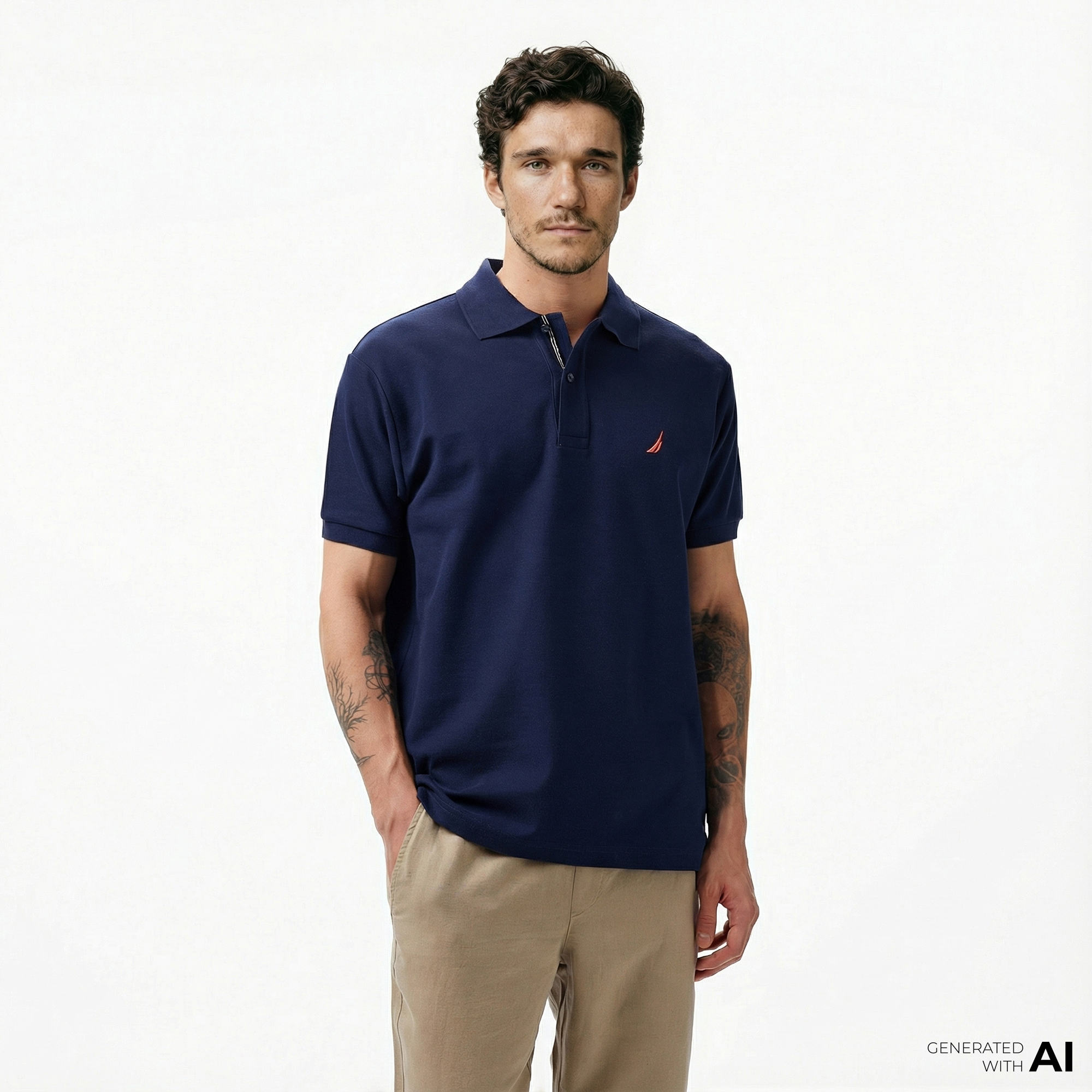  Nautica Erkek Lacivert Classic Fit Kısa Kollu Polo Yaka T-Shirt