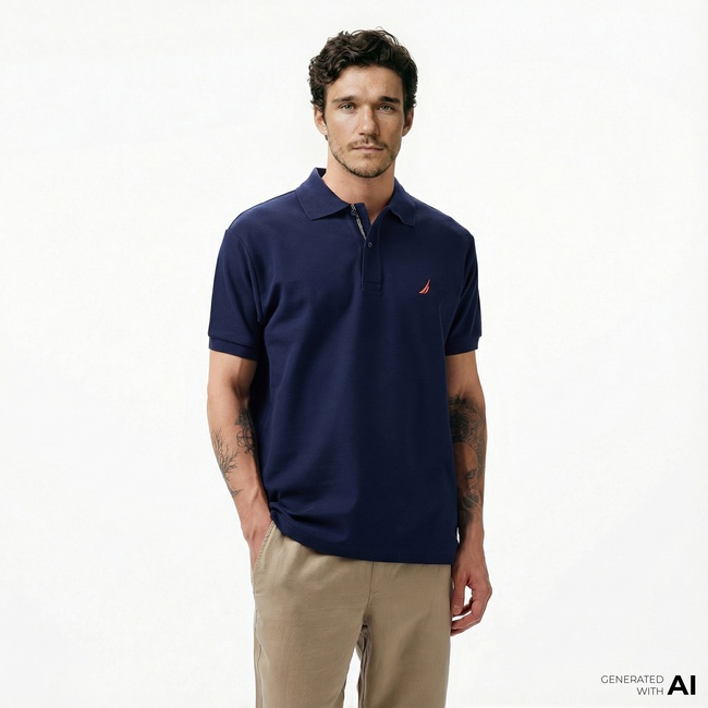  Nautica Erkek Lacivert Classic Fit Kısa Kollu Polo Yaka T-Shirt